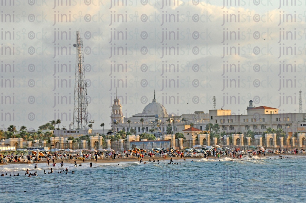 One of Alexandria's charming beaches during sunset in summer