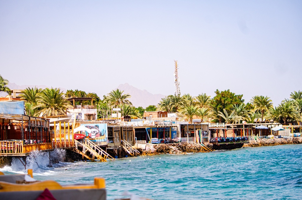 Dahab sea shore colorful cafes.