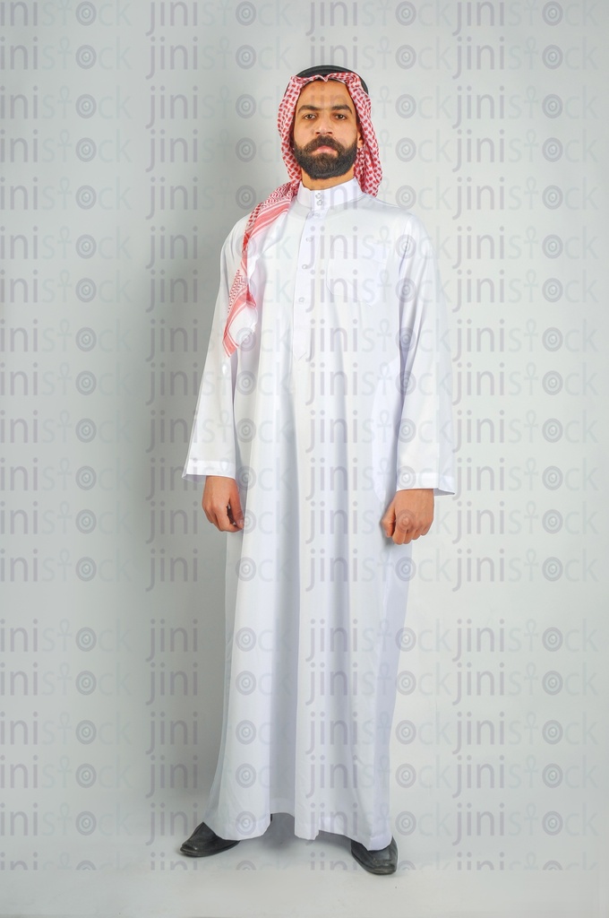 Confident Khaliji or Saudi or Emirati man or a man from the Gulf wearing the Gulf uniform