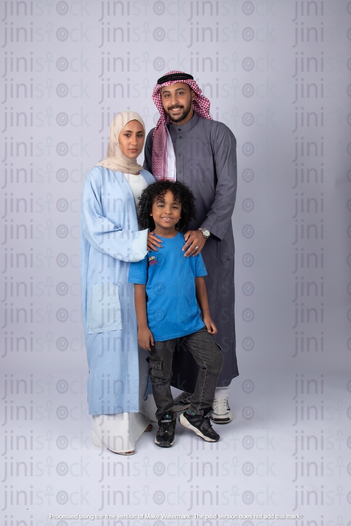 khaliji saudi arab family from gulf father mother son standing