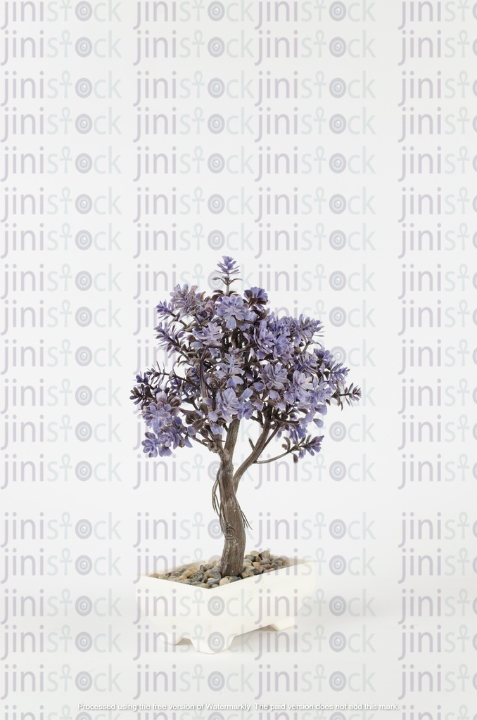 Purple tree - placed on a desk - decorative piece - side view 