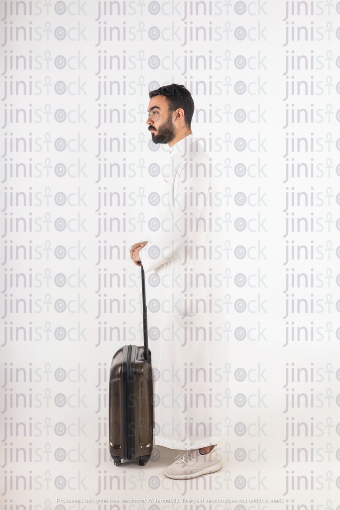 a stock image of a man from gulf travelling on isolated background