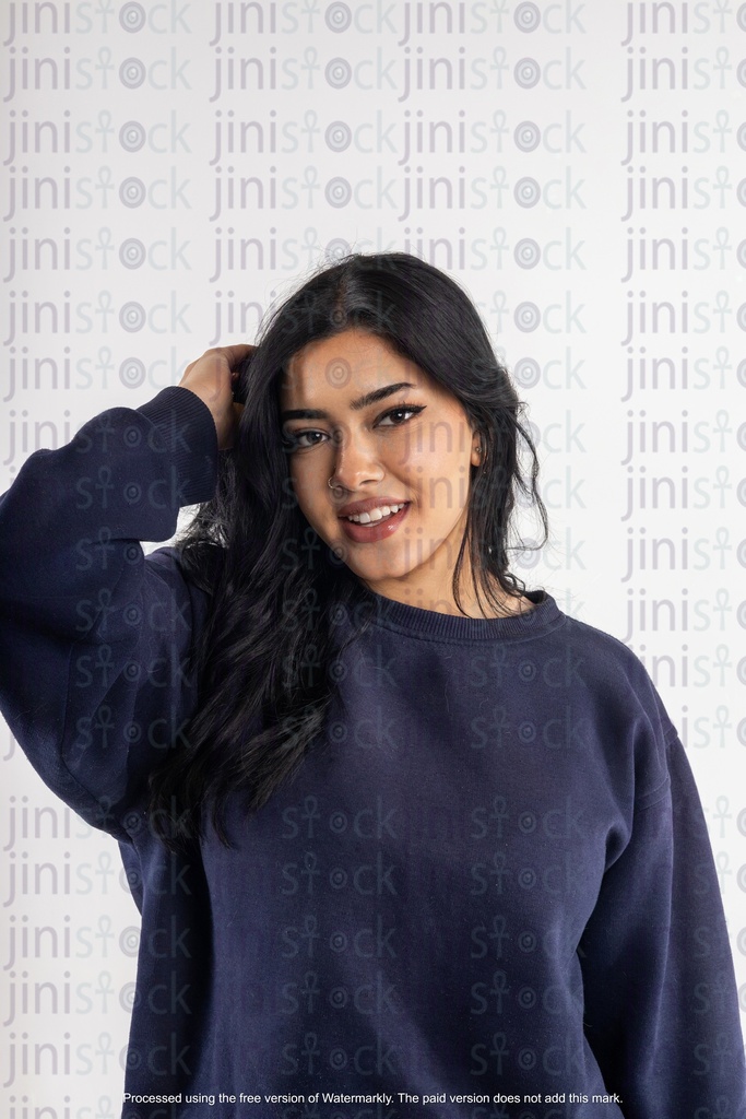 arabian woman stock image with hands in her beautiful hair on isolated background