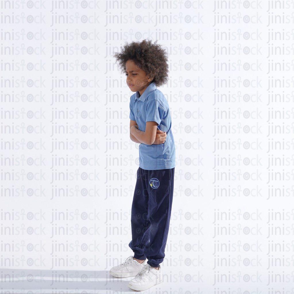 little school boy with stomach pain sick