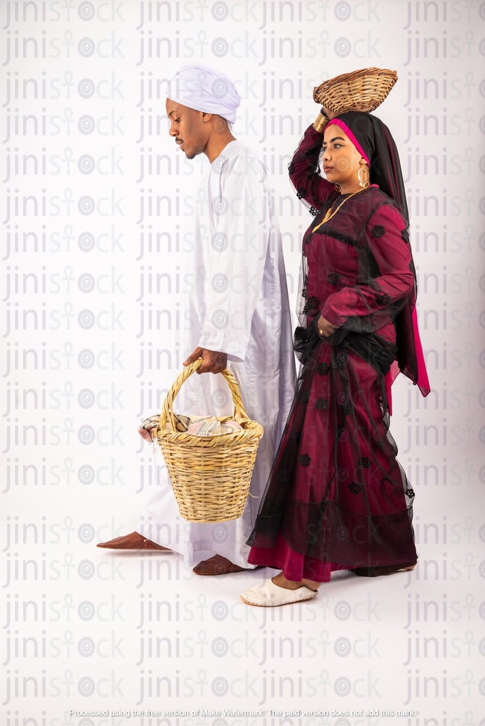 Egyptian man and woman from nuba walking
