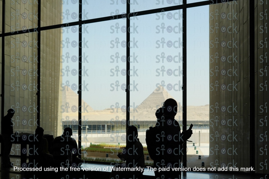 Pictures showing the pyramids from inside the new Egyptian Museum