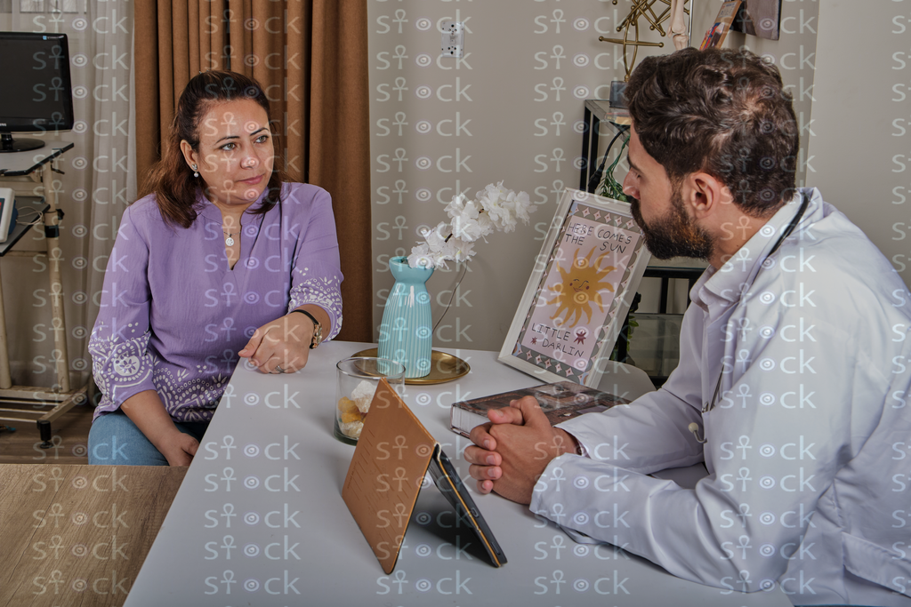 Patient discussing results with doctor