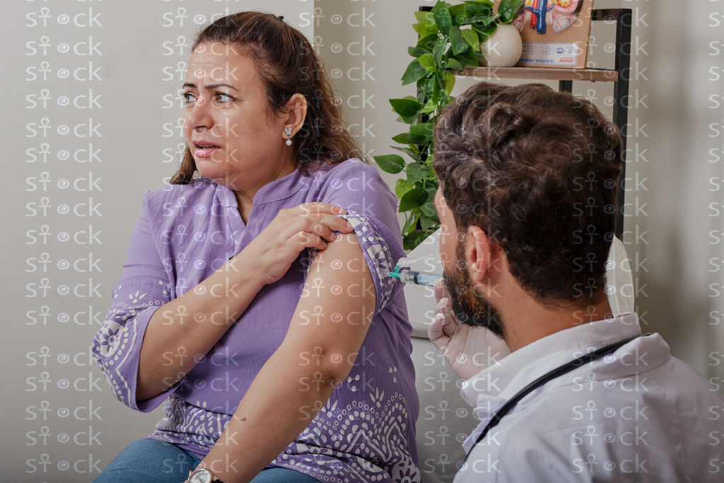 The patient presents with a problem in her arm