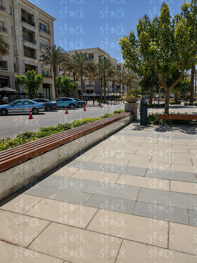 Modern street canyon between blocks 