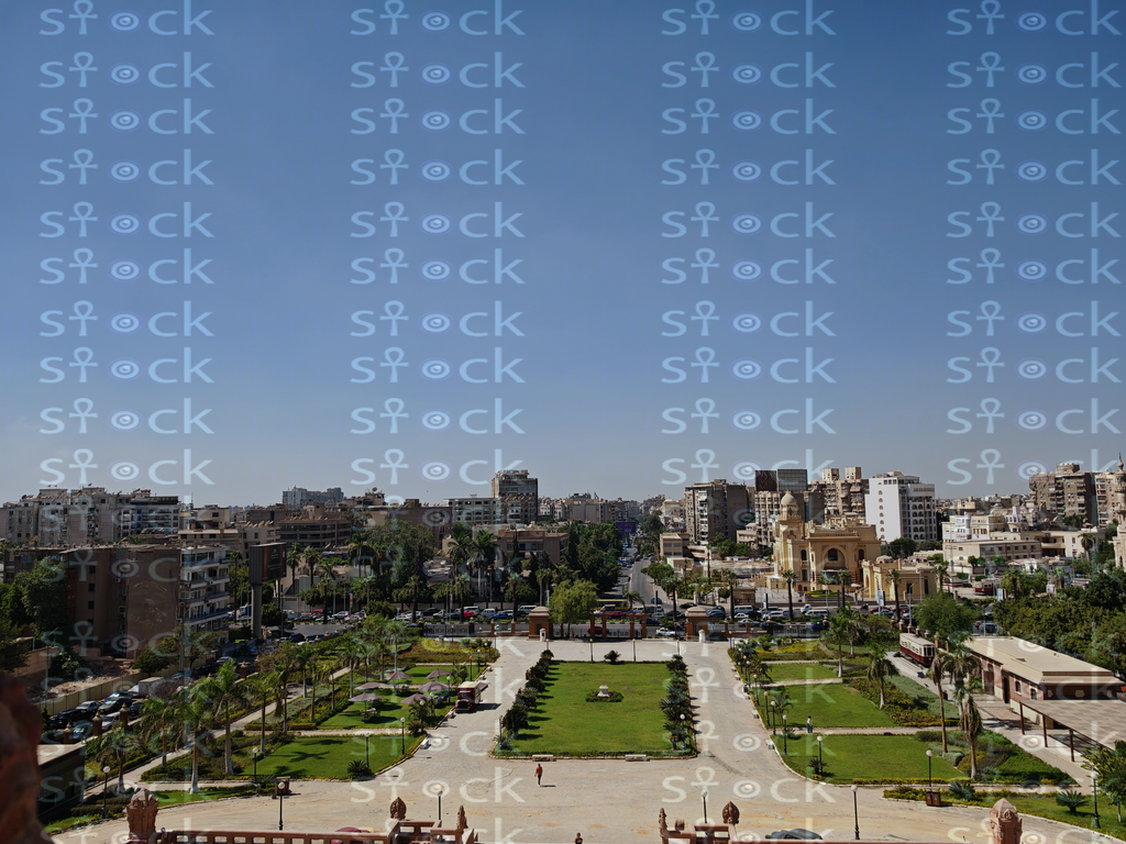 Aerial view of palace courtyard