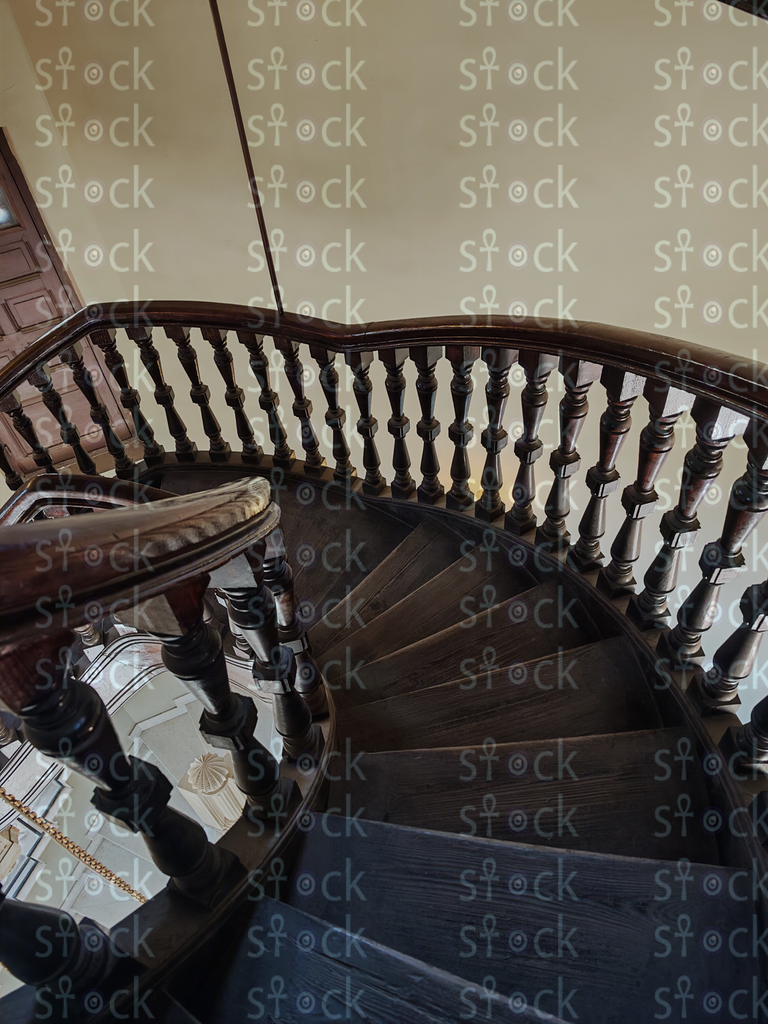 Overhead view of spiral stairs