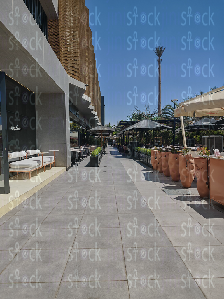 Mall's outdoor cafes and open walkways