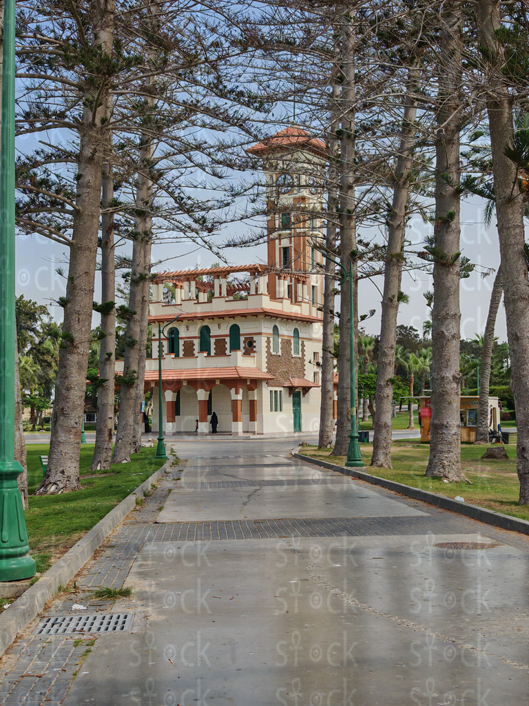 Historic Tower Rising above the Palace Gardens 