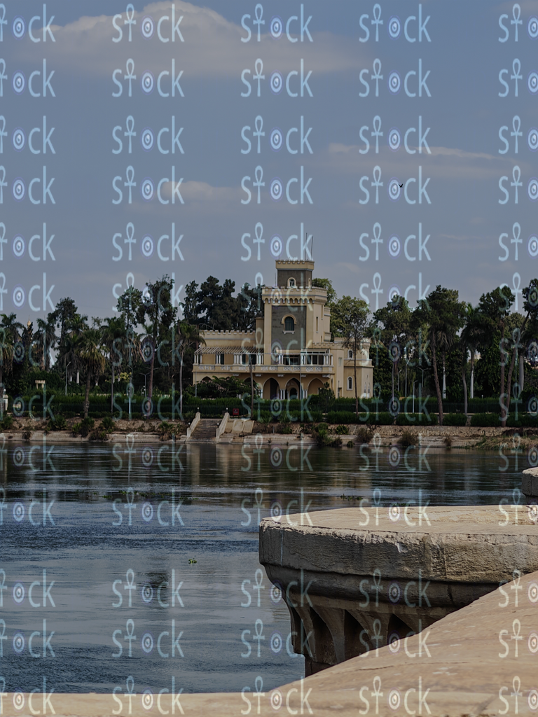 Full view of King Farouk's rest house on the Nile