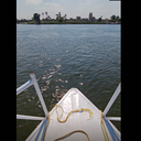 A boat on the Nile and agricultural lands on the banks of Qalyubia 