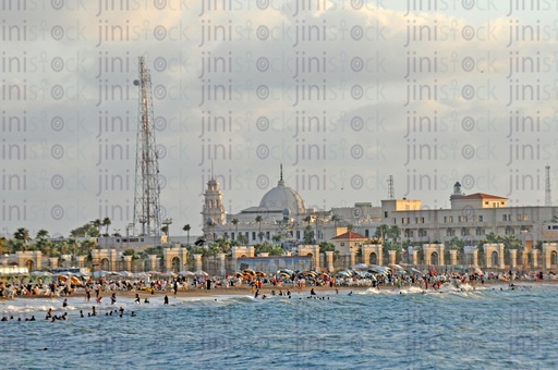 One of Alexandria's charming beaches during sunset in summer