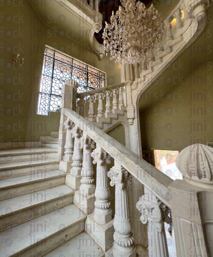 vintage stairs inside a palace stock image