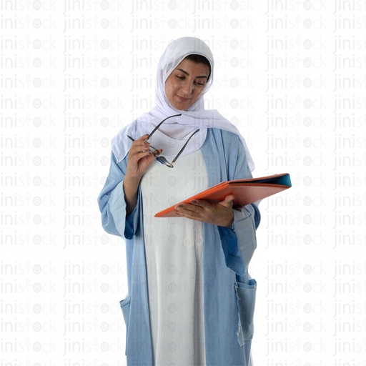 veiled working woman