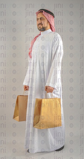 Saudi or Emirati or Khaliji man holding the shopping bags