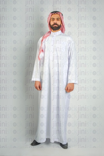 Confident Khaliji or Saudi or Emirati man or a man from the Gulf wearing the Gulf uniform