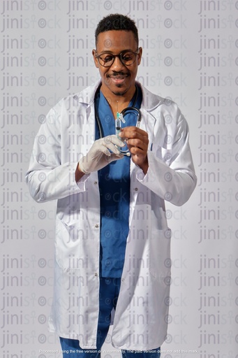 Egyptian doctor holding a syringe