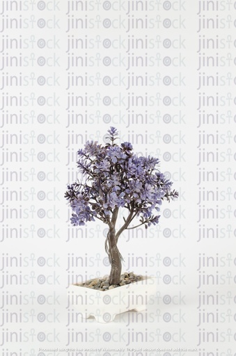 Purple tree - placed on a desk - decorative piece - side view 