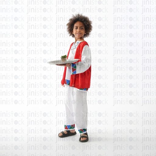 nubian egyptian boy with curly hair looks like bakr and holding a book and looking at the camera