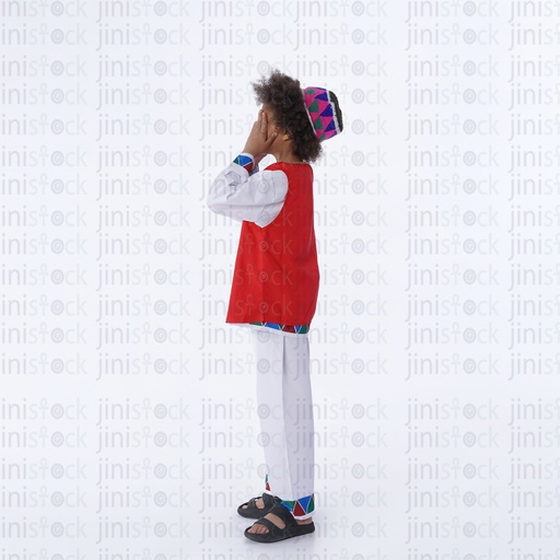 nubian boy with curly hair like bakr side view covering his eyes