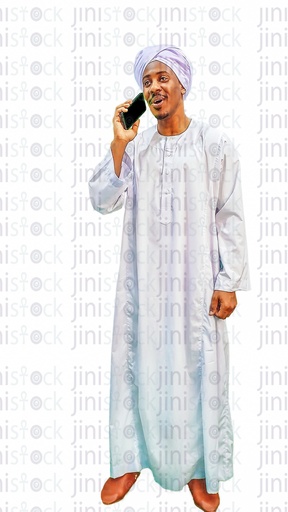 An upper Egypt man or a Nubian man talking on the mobile phone