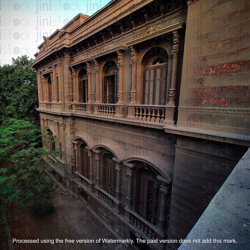 the outside of old vintage palace