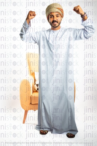 omani from oman khaliji man from gulf standing cheering