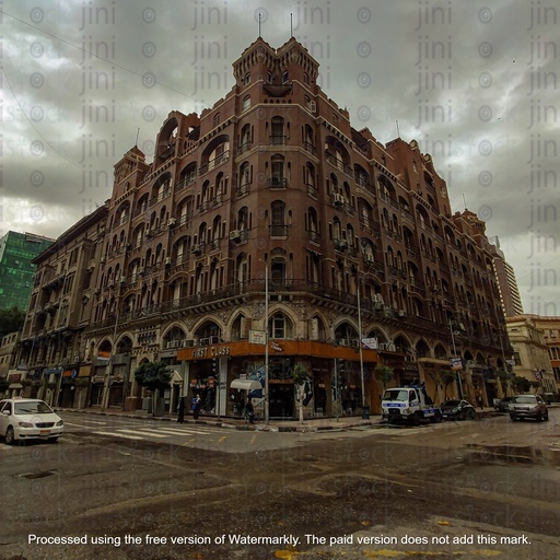famous building at street corner in cairo downtown