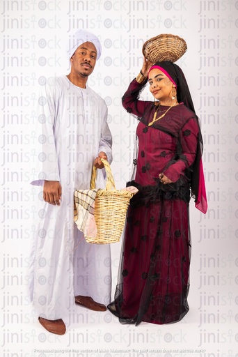 Egyptian Nubian man and woman standing looking at the camera