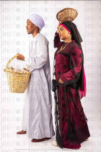 Egyptian man and woman from nuba standing walking