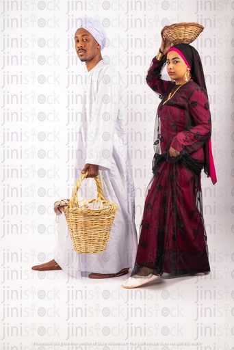 Nubian Egyptian man and woman walking