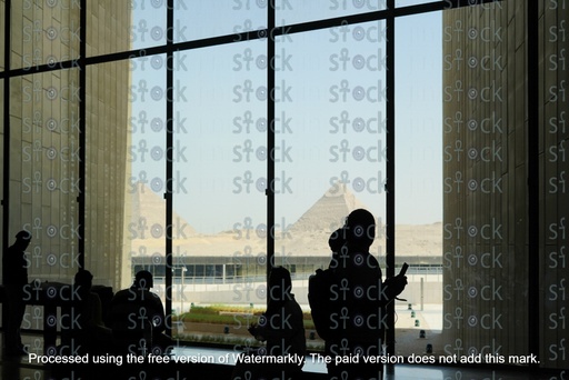 Pictures showing the pyramids from inside the new Egyptian Museum