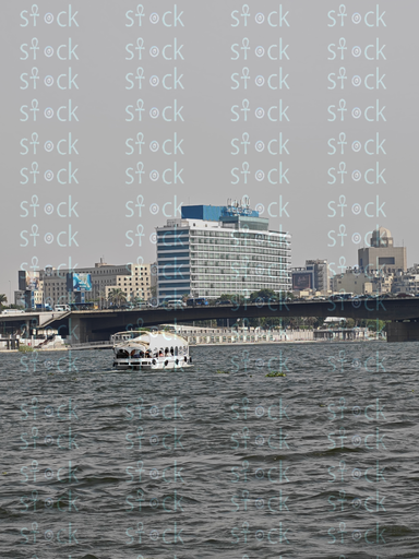 View of Qasr El Nil Bridge with prominent hotels in the background 