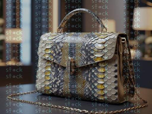 Snakeskin bag with gold accessories