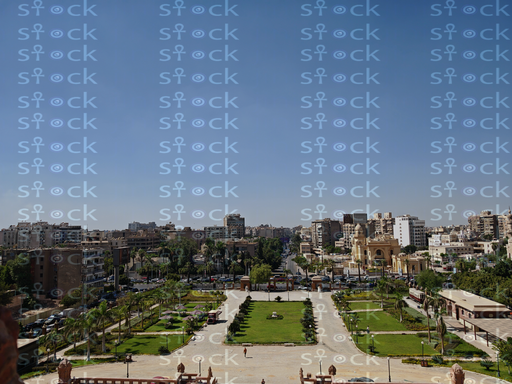 Aerial view of palace courtyard