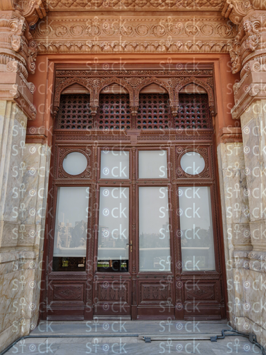 Wooden palace gate close-up 