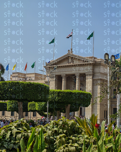 A wide perspective of the university's stately main building