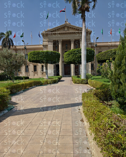 The classical elegance of the building's columned facade